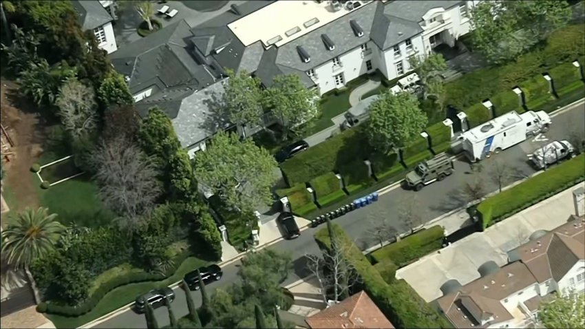 aerial of the home of Sean Combs in Los angeles